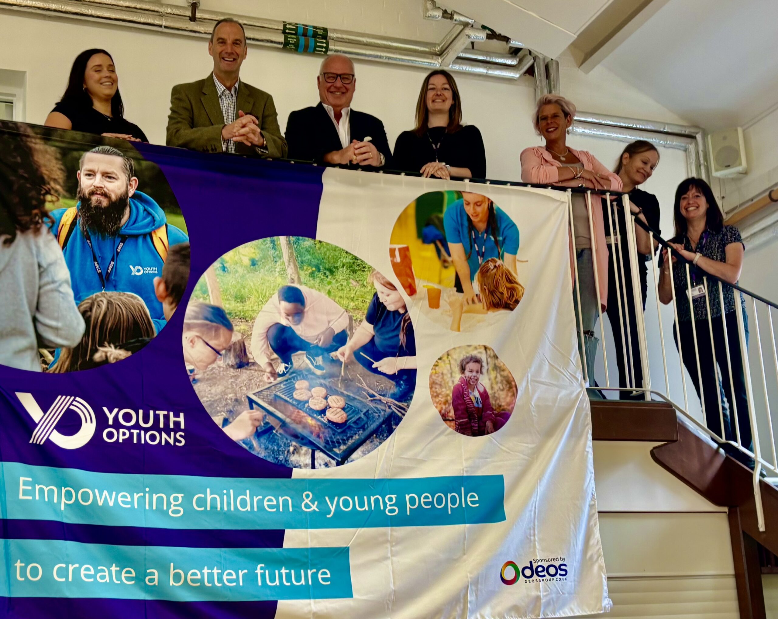 Photo: (l to r) Emily Hoskins Jones, Marketing Officer at Youth Options, Jon Whitaker, John Pearson, Charity Lead for Hampshire & IoW Freemasons, Jemma Cowley, Lead Worker on the NVR Project and members of her team.